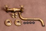 Baterie bucatarie prindere perete pipa lunga mobila bronz antichizat Venustar - imagine 3