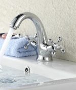 Baterie lavoar montare chiuveta baie cu robinetii crom lucios Venustar - imagine 3