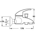 Baterie cada pipa fixa prindere perete crom lucios Venustar - imagine 3
