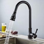 Baterie chiuveta bucatarie inalta cu dus extensibil culoare negru Venustar - imagine 6