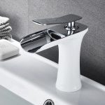 Baterie lavoar cascada ,montare chiuveta baie, white-crom Venustar - imagine 6