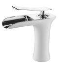 Baterie lavoar cascada ,montare chiuveta baie, white-crom Venustar