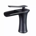 Baterie lavoar, montare baie tip cascada negru mat Venustar