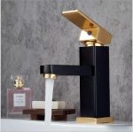 Baterie lavoar montare chiuveta baie negru -auriu Venustar - imagine 5