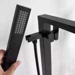 Baterie cada freestanding , design rectangular , negru mat Venustar - imagine 4