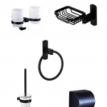 Set cinci piese, accesorii baie,negru mat Venustar