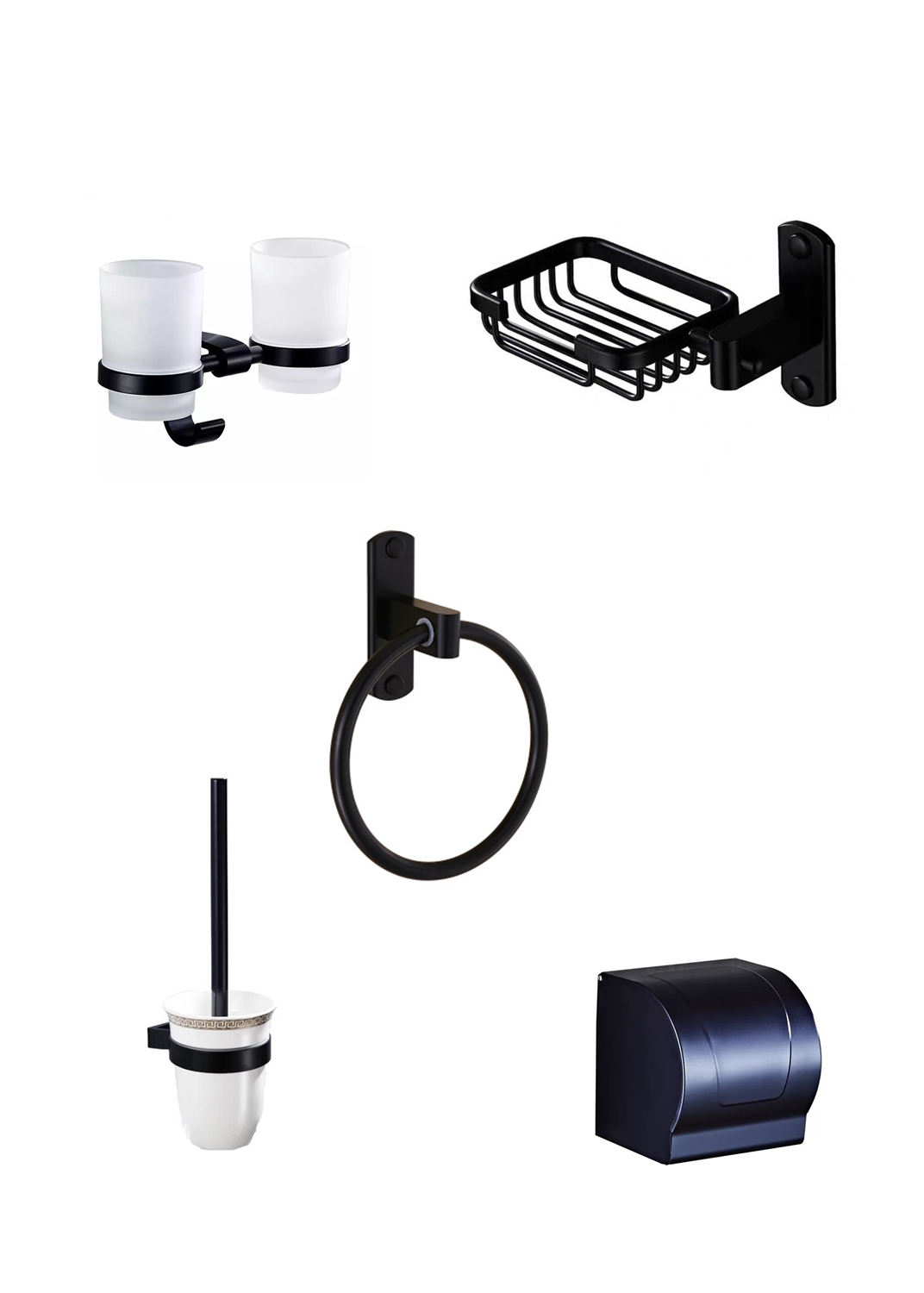 12700373 Set cinci piese, accesorii baie,negru mat Venustar - imagine 1