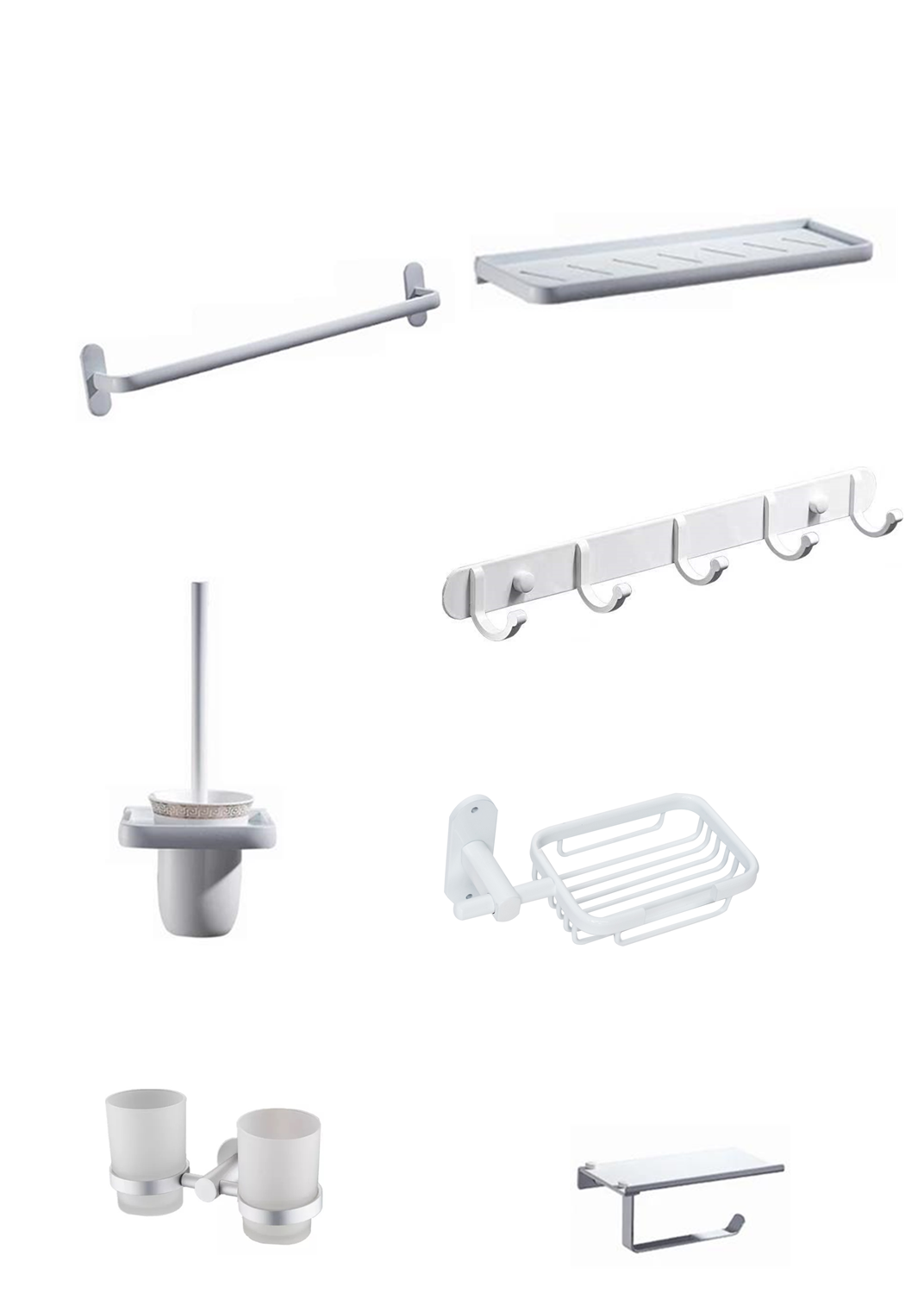 12714973 Set sapte piese , accesorii baie, Venustar alb mat - imagine 1