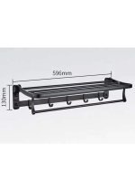 Suport prosop dublu ,rabatabil , fixare perete , negru mat Venustar - imagine 3