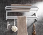 Suport prosop dublu ,rabatabil , fixare perete , alb  mat Venustar - imagine 2