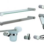 Set sapte piese , accesorii baie, Venustar inox cromat , desing cilindric