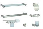 Set sapte piese , accesorii baie, Venustar inox satinat desing cilindric