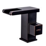 Baterie lavoar , montare chiuveta baie , tip cascada , cu led,negru antichizat Venustar