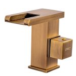 Baterie lavoar , montare chiuveta baie , tip cascada , cu led,bronz antichizat Venustar