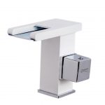 Baterie lavoar , montare chiuveta baie , tip cascada , cu led,white-crom, Venustar