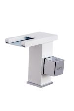 Baterie lavoar , montare chiuveta baie , tip cascada , cu led,white-crom, Venustar