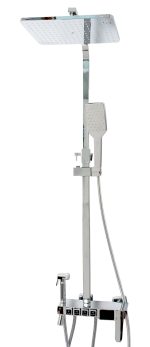 Coloana de dus cu patru functii crom lucios Venustar, cu afisaj temperatura apa LCD, si functie de bideu