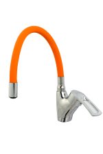 Baterie bucatarie , tip lebada , pipa flexibila portocalie , Venustar