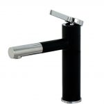 Baterie lavoar Venustar, design cilindric , montare chiuveta baie , black-chrom