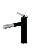 Baterie lavoar Venustar, design cilindric , montare chiuveta baie , black-chrom