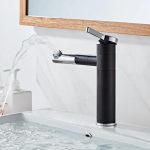 Baterie lavoar Venustar, design cilindric , montare chiuveta baie , black-chrom - imagine 3