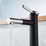 Baterie lavoar Venustar, design cilindric , montare chiuveta baie , black-chrom - imagine 4