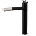 Baterie lavoar Venustar , design cilindric , montare pe  blat ,black-chrom