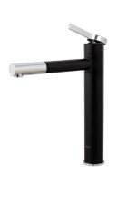 Baterie lavoar Venustar , design cilindric , montare pe  blat ,black-chrom