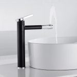 Baterie lavoar Venustar , design cilindric , montare pe  blat ,black-chrom - imagine 3