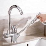 Baterie bucatarie Venustar, pipa lebada si dus extractabil ,crom - imagine 3