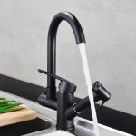 Baterie bucatarie Venustar, pipa lebada si dus extractabil , negru mat - imagine 4