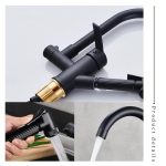 Baterie bucatarie Venustar, pipa lebada si dus extractabil , negru mat - imagine 5