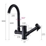 Baterie bucatarie Venustar, pipa lebada si dus extractabil , negru mat - imagine 6