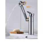 Baterie lavoar Venustar, pipa mobila , perlator reglabil ,cu doua functii, crom lucios - imagine 2