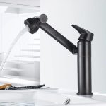 Baterie lavoar Venustar, pipa mobila , perlator reglabil ,cu doua functii, negru mat - imagine 2