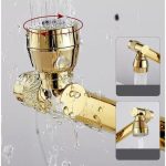 Baterie lavoar Venustar,montare pe blat, pipa mobila ,perlator reglabil cu doua functii ,Gold - imagine 3