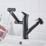 Baterie lavoar , Venustar, pipa mobila , para de dus extractabila , negru mat - imagine 3