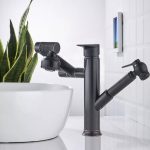 Baterie lavoar , Venustar, pipa mobila , para de dus extractabila , negru mat - imagine 5