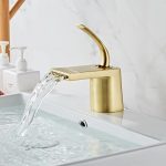 Baterie lavoar Venustar, tip cascada , montare chiuveta baie , Gold - imagine 2