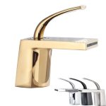 Baterie lavoar Venustar, tip cascada , montare chiuveta baie , Gold - imagine 5