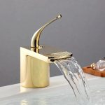 Baterie lavoar Venustar, tip cascada , montare chiuveta baie , Gold - imagine 6