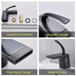 Baterie lavoar Venustar, tip cascada , montare chiuveta baie , negru antichizat - imagine 6