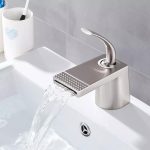 Baterie lavoar Venustar, tip cascada , montare chiuveta baie ,inox satinat - imagine 2