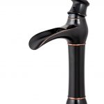 Baterie lavoar , Venustar, montare pe blat , tip cascada , negru antichizat