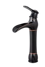 Baterie lavoar , Venustar, montare pe blat , tip cascada , negru antichizat