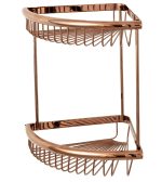 Etajera baie Venustar dubla , montare pe colt ,rose-gold - imagine 2