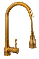 Baterie bucatarie Venustar, tip lebada,para dus extractabila, perlator 2 functii, gold