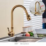 Baterie bucatarie Venustar, tip lebada,para dus extractabila, perlator 2 functii, gold - imagine 6