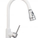 Baterie bucatarie , para dus extractabila , perlator doua functii alb mat Venustar