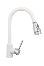 Baterie bucatarie , para dus extractabila , perlator doua functii alb mat Venustar